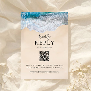 Hochzeit des tropischen Strandes mit blauem Ozean RSVP Karte