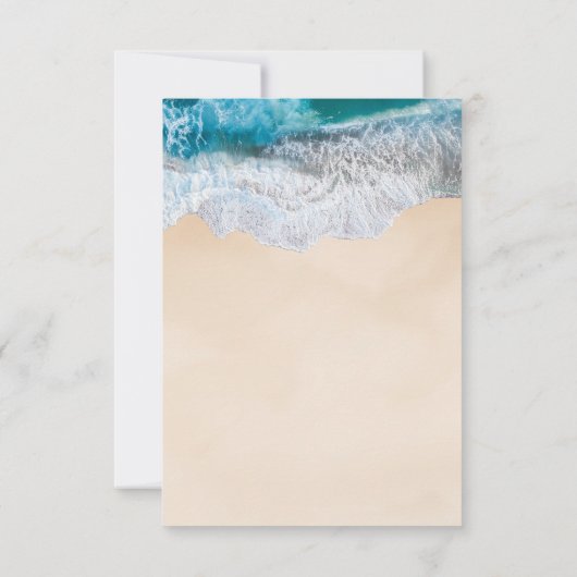 Hochzeit des tropischen Strandes mit blauem Ozean RSVP Karte (Rückseite)