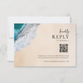 Hochzeit des tropischen Strandes mit blauem Ozean RSVP Karte (Vorderseite)