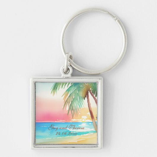 Hochzeit des tropischen Strandes Schlüsselanhänger (Vorne)
