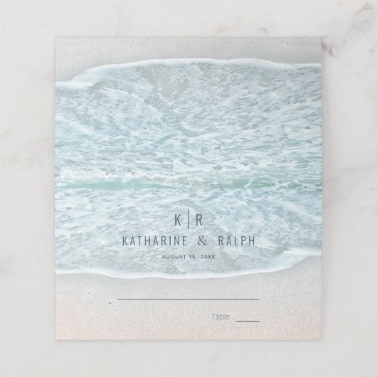 Hochzeit des türkisblauen Ozeans Platzkarte (Außenseite Aufgefaltet)