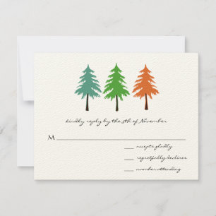 Hochzeit des verzauberten Pinienwaldes RSVP Karte