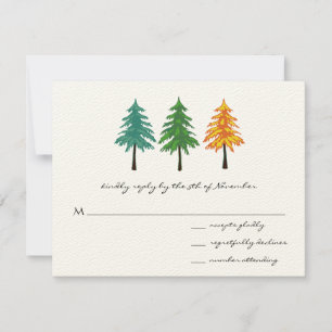Hochzeit des verzauberten Pinienwaldes RSVP Karte