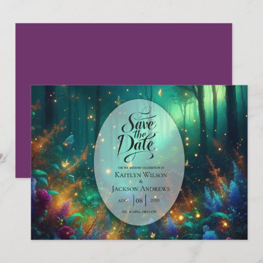 Hochzeit des verzauberten Waldes von strahlenden J Save The Date (Vorne/Hinten)