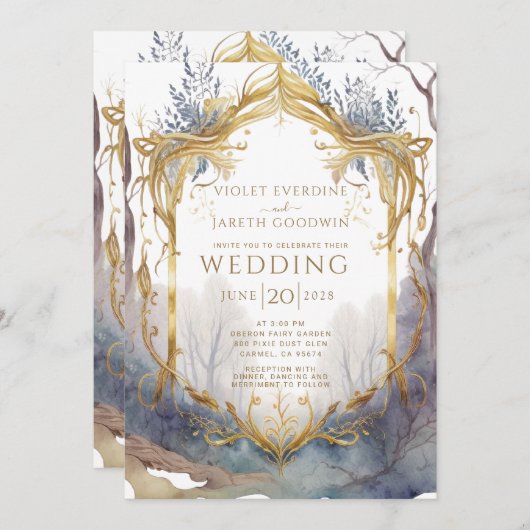 Hochzeit des verzauberten Waldportals Einladung (Vorne/Hinten)