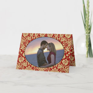 Hochzeit des viktorianischen Fotos Red and Tan Flo Einladung