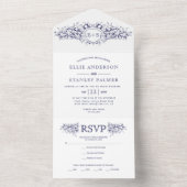 Hochzeit des Vintagen Wappen All In One Einladung (Innen Boden)