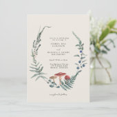 Hochzeit des Waldes Fern Forest Red Mushroom Einladung (Stehend Vorderseite)