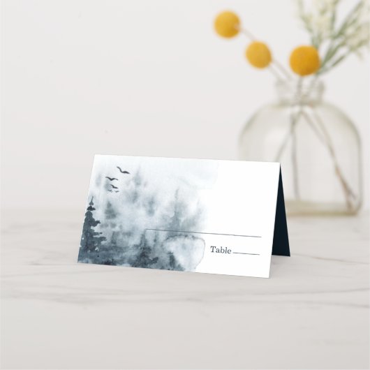 Hochzeit des Waldes mit Wasserfarbe Platzkarte (Vorderseite)