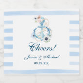 Hochzeit des Wasserfarben-Ankerstrands Schaumweinetikett (Einzelnes Label)