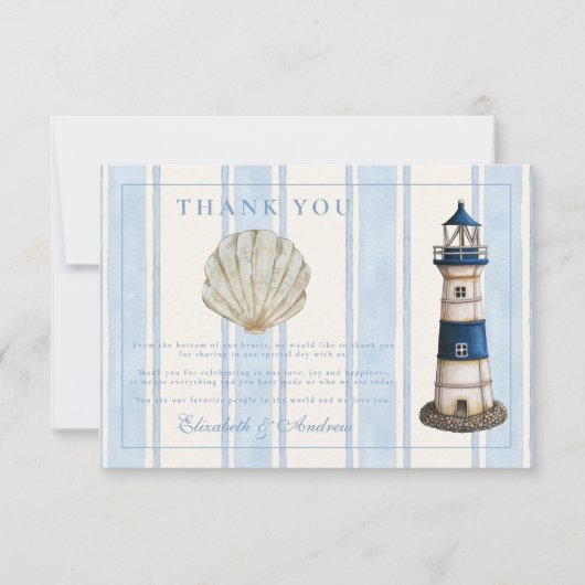 Hochzeit des Wasserfarben-Leuchtturms Dankeskarte (Vorderseite)