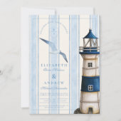 Hochzeit des Wasserfarben-Leuchtturms Einladung (Vorderseite)