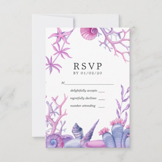 Hochzeit des Wasserfarbenlebens RSVP Karte (Vorderseite)
