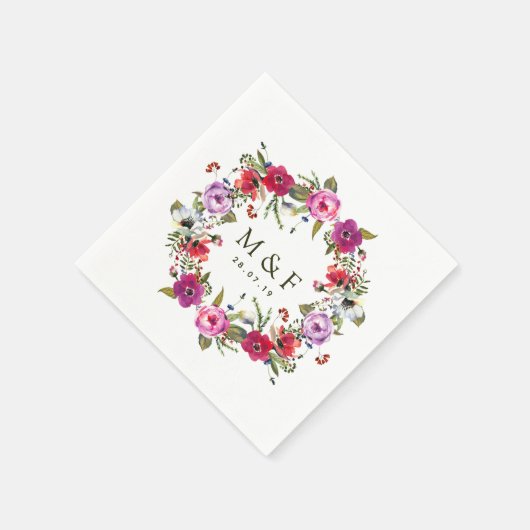 Hochzeit des Wasserfarbenwaldes Serviette (Ecke)