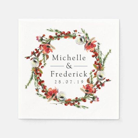 Hochzeit des Wasserfarbenwaldes Serviette (Vorderseite)