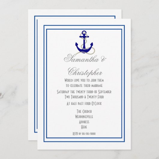 Hochzeit des Wasserschiffs Einladung (Vorne/Hinten)