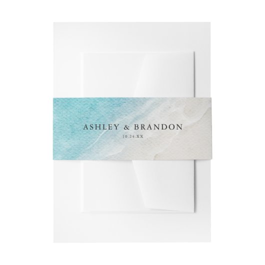 Hochzeit des Watercolor Ocean Summer Beach Einladungsbanderole (Vorderseite Beispiel)