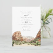 Hochzeit des Watercolor Zion Nationalparks Einladung (Stehend Vorderseite)