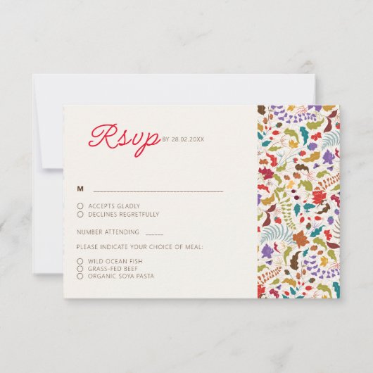 Hochzeit des Wildgartens Rose Woods Exotic Flower RSVP Karte (Vorderseite)