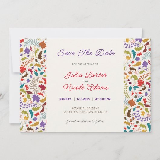 Hochzeit des Wildgartens Rose Woods Exotic Flower Save The Date (Vorderseite)