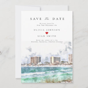 Hochzeit Destin Florida Aquarell Save the Date Einladung