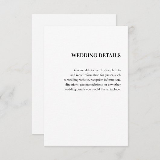 Hochzeit Detail Begleitkarte (Vorne/Hinten)