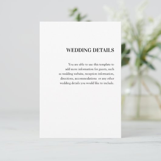 Hochzeit Detail Begleitkarte (Stehend Vorderseite)