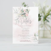 Hochzeit | Details Rustische Blume und Eukalyptus Einladung (Stehend Vorderseite)