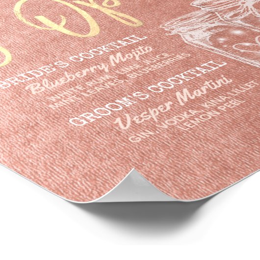 Hochzeit Die Bar ist Open Drink Menü Mason Jars Ro Poster (Ecke)