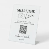 Hochzeit die Liebe teilen | Foto Sharing QR Code Sockelschild (Vorderseite)