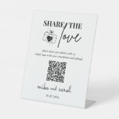 Hochzeit die Liebe teilen | Foto Sharing QR Code Sockelschild (Vorderseite)