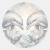 Hochzeit Dolphin Theme Runder Aufkleber (Vorderseite)