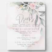 Hochzeit | Drinks Menü BOHO Foliage Rosa Rose Fotoplatte (Vorderseite)