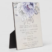 Hochzeit | Drinks Menu Rustic Lilac Peonies Fotoplatte (Seite)
