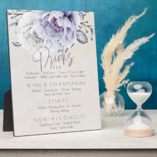Hochzeit Drinks Menu Rustic Lilac Peonies Fotoplatte
