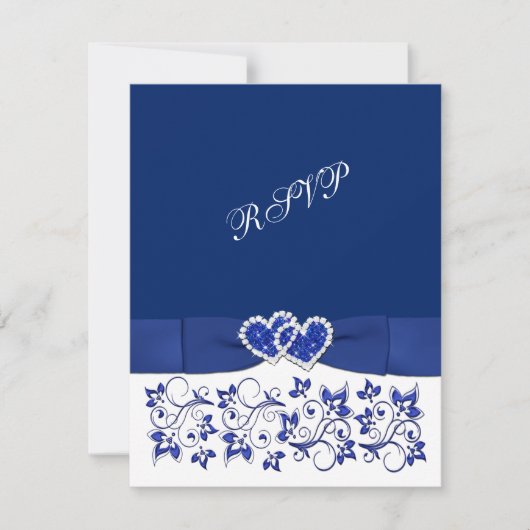 Hochzeit | DRUCKER RIBBON | UAWG für blaue, weiße  RSVP Karte (Vorderseite)