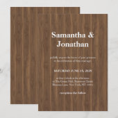 Hochzeit dunkles Holz einfach Einladung (Vorne/Hinten)