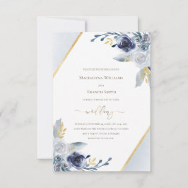 Hochzeit ・ dustig blaue Aquarellrahmen für Blume Einladung