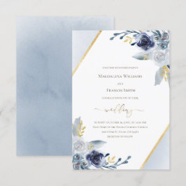 Hochzeit ・ dustig blaue Aquarellrahmen für Blume Einladung