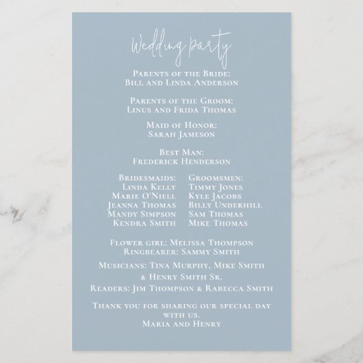 Hochzeit Dusty Blue Elegante Rose (Rückseite)