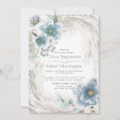 Hochzeit | Dusty Blue Floral Einladung (Vorderseite)