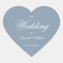 Hochzeit Dusty Blue Heart Elegante weiße Kalligrap