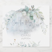 Hochzeit | Dusty Blue Over Over Moon in Liebe Alkoholflaschenetikett (Einzelnes Label)