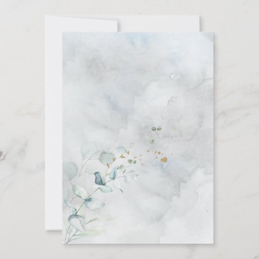 Hochzeit | Dusty Blue Over Over Moon in Liebe Einladung (Rückseite)