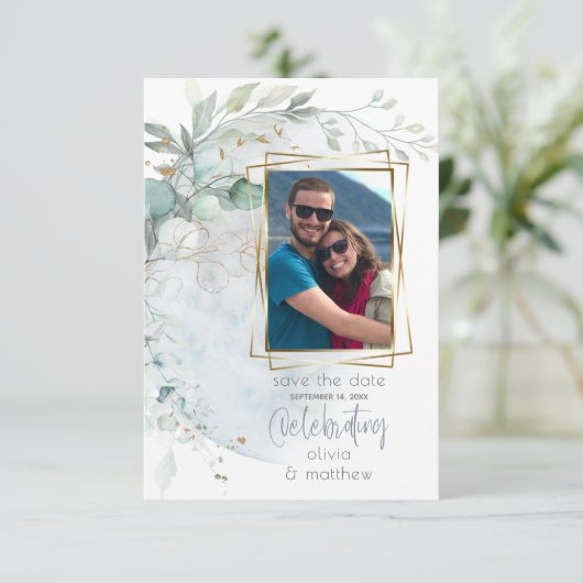 Hochzeit | Dusty Blue Over Over Moon in Liebe Einladung (Stehend Vorderseite)