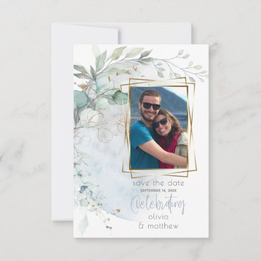 Hochzeit | Dusty Blue Over Over Moon in Liebe Einladung (Vorderseite)