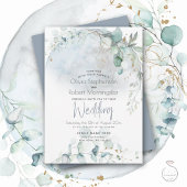 Hochzeit | Dusty Blue Over Over Moon in Liebe Einladung