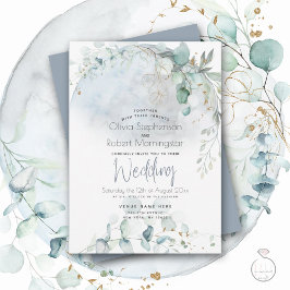 Hochzeit | Dusty Blue Over Over Moon in Liebe Einladung