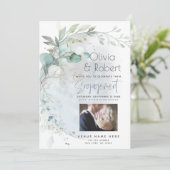 Hochzeit | Dusty Blue Over Over Moon in Liebe Einladung (Stehend Vorderseite)