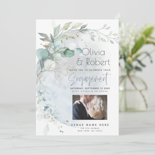 Hochzeit | Dusty Blue Over Over Moon in Liebe Einladung (Stehend Vorderseite)